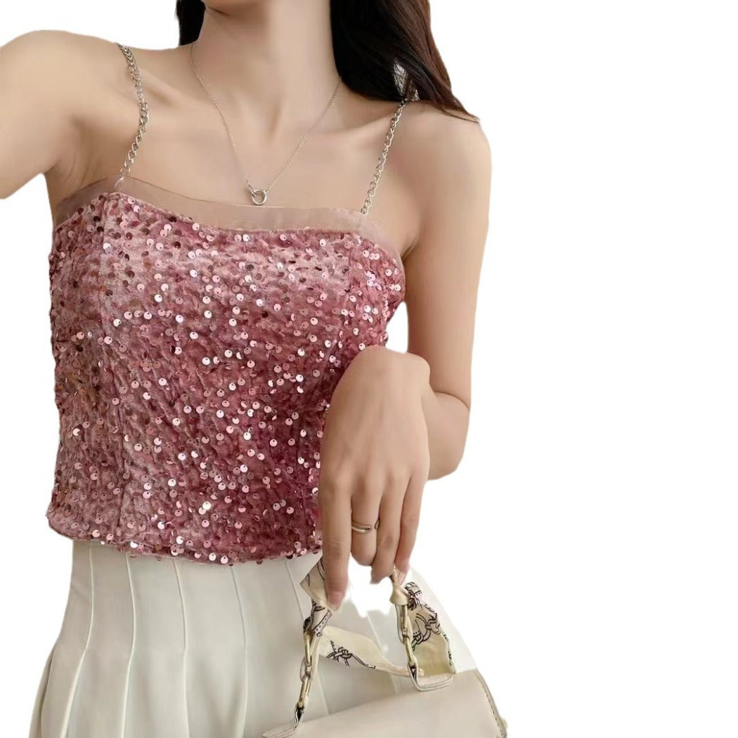 Vesty - Bright Sequin Party Tank Top - Slimming & Chic