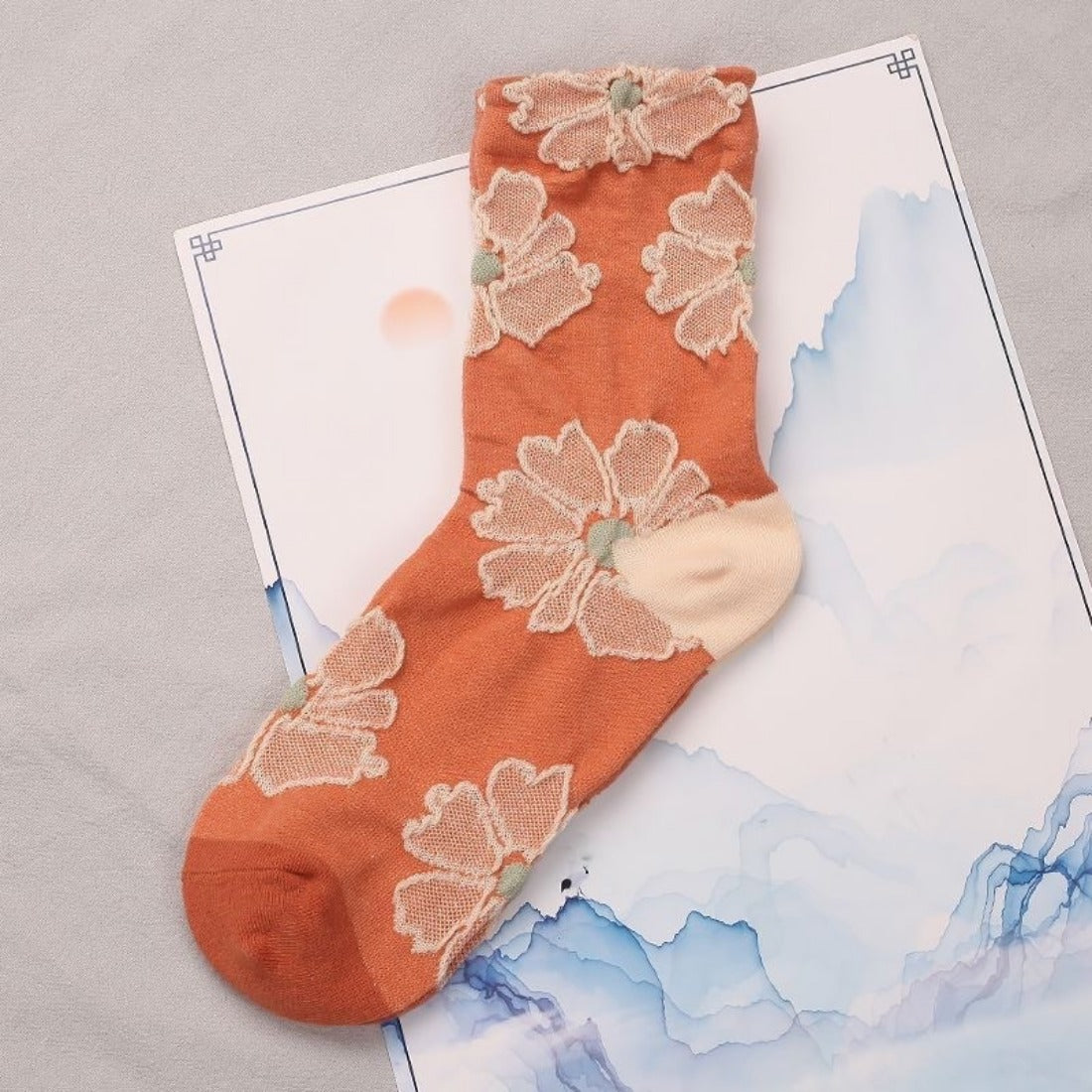Rufia - Orange Embossed Women's Socks