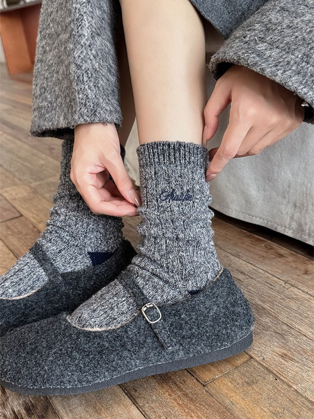 Rufia - Heathered Ribbed Crew Socks