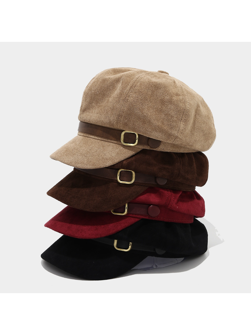 Haila - Vintage Buckle Band Newsboy Cap