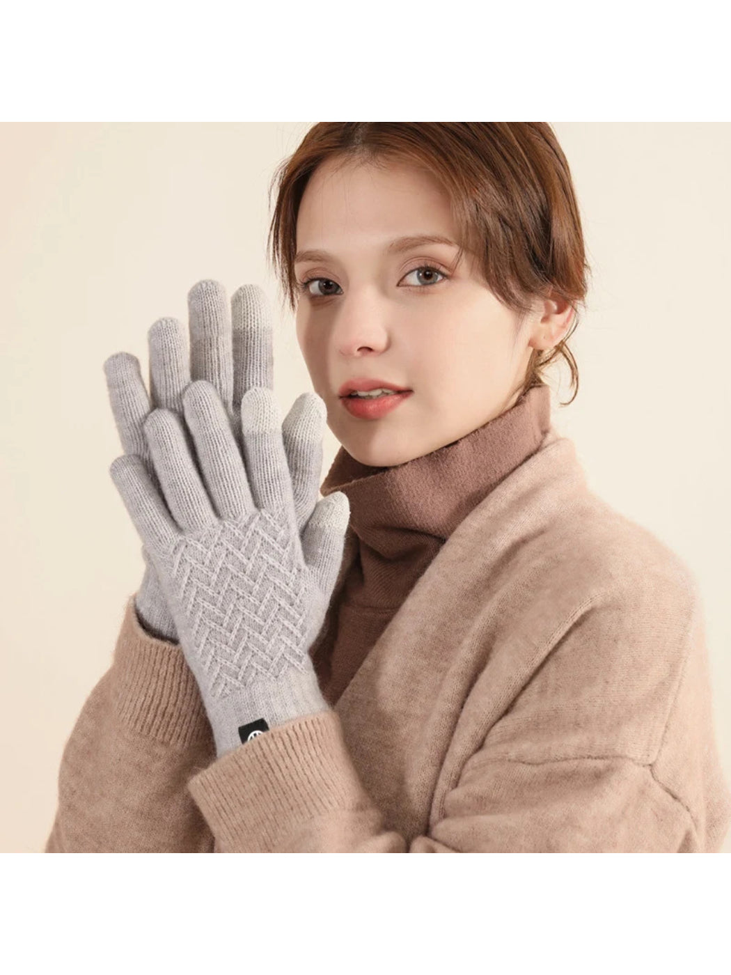 Gloving - Diamond Textured Knit Winter Gloves