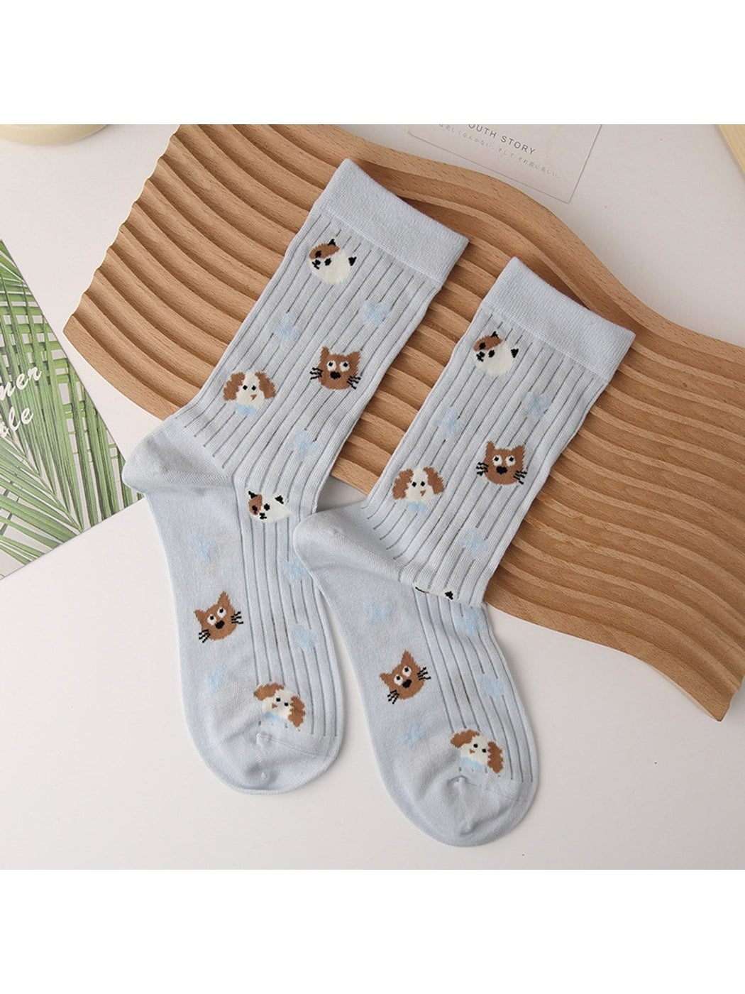 Rufia - Tulip and Cat Patterns Crew Socks