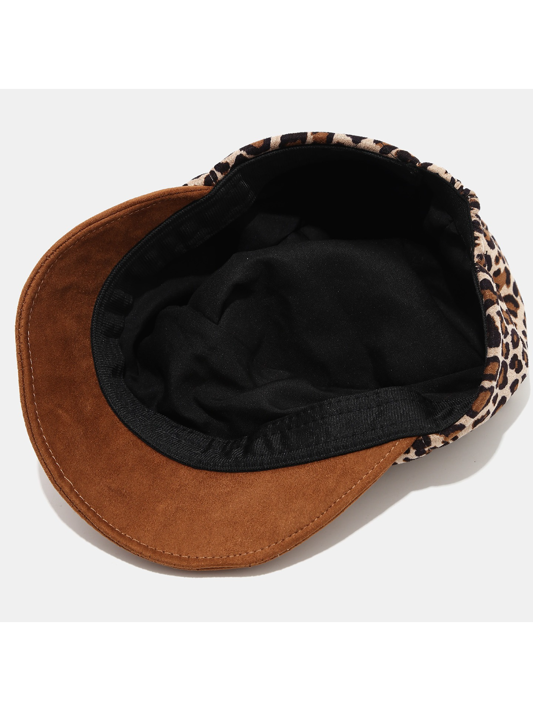Haila - Leopard Print Ruched Newsboy Cap