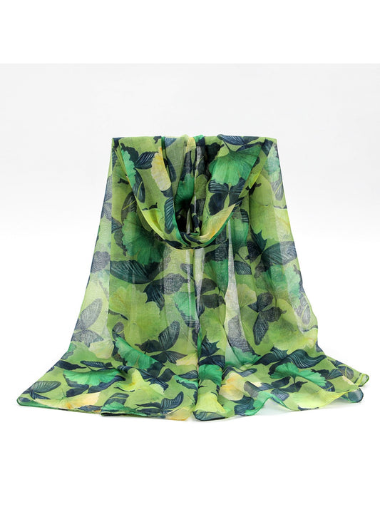 Scarvii - Maple Leaf & Butterfly Print Scarf