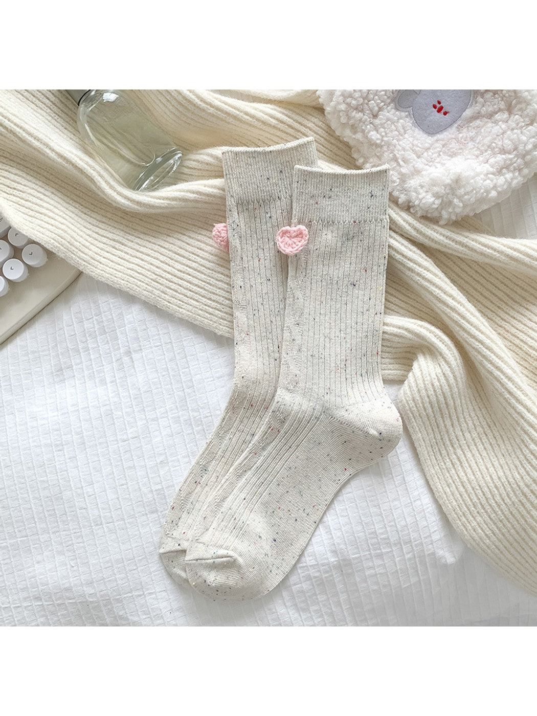 Rufia - Speckled Heart Accent Crew Socks