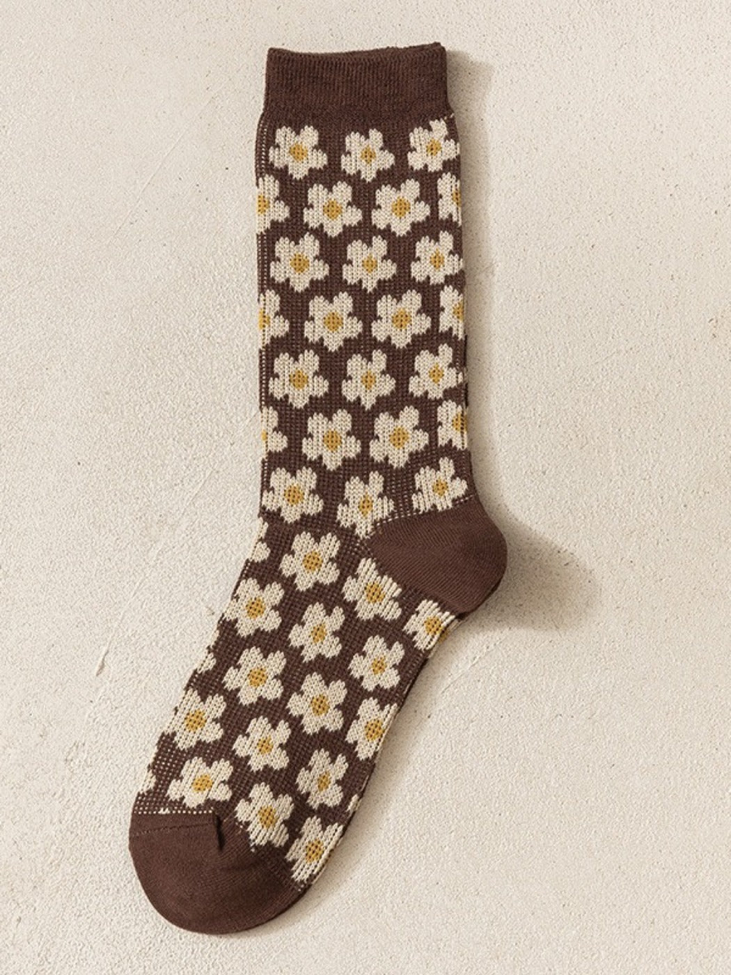 Rufia - Retro Brown-Tone Mid-Calf Winter Socks