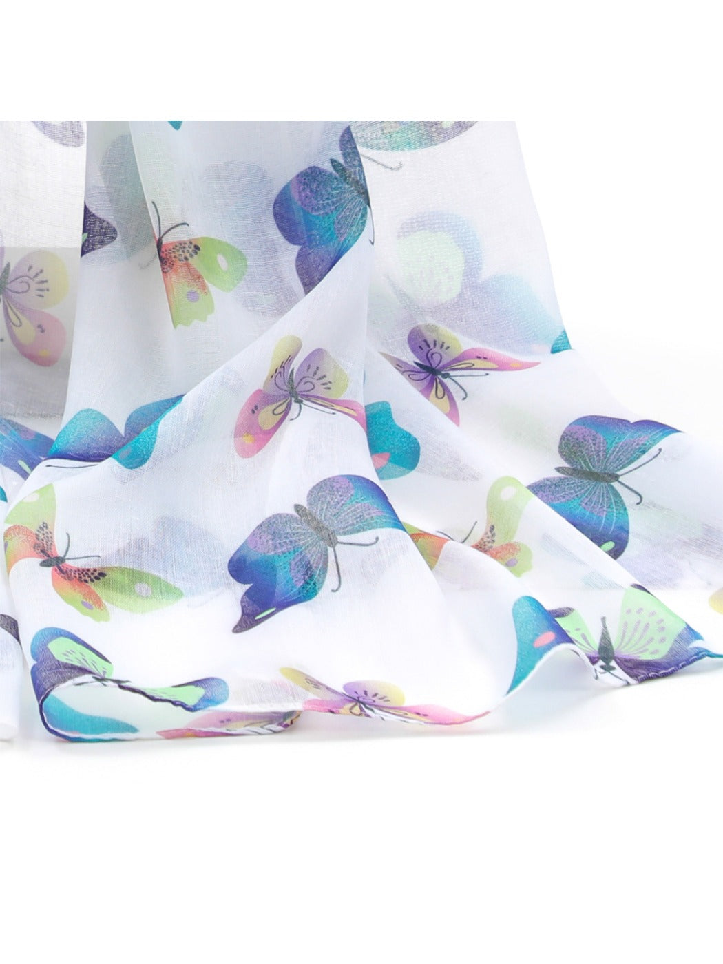 Scarvii - White Butterfly Print Scarf