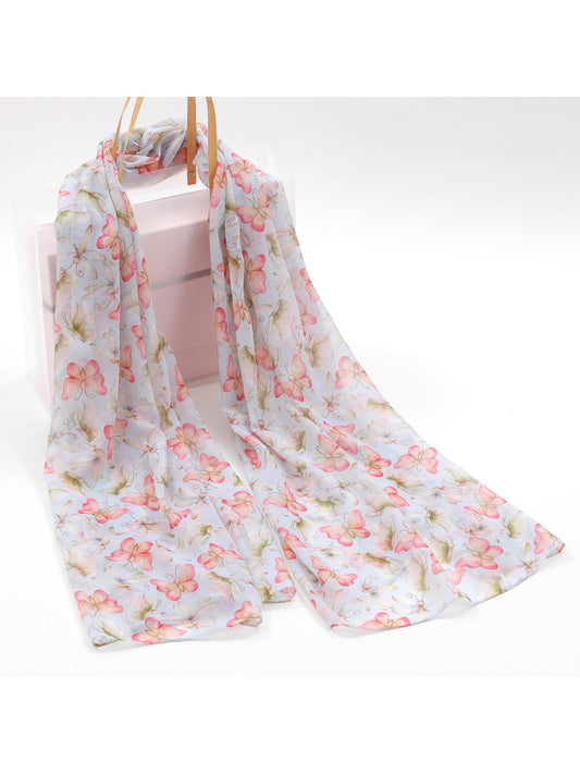 Scarvii - Pink Butterfly Print Scarf