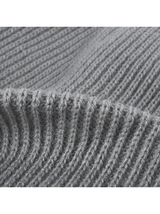 Haila - Solid Ribbed Cuffed Acrylic Knit Beanie