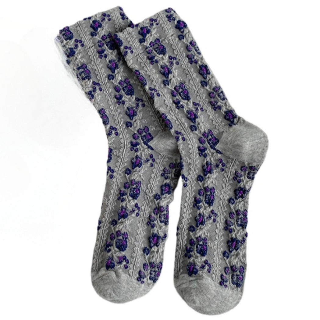 Rufia - Women's Floral Print Mid-Calf Socks - Vintage & Classic