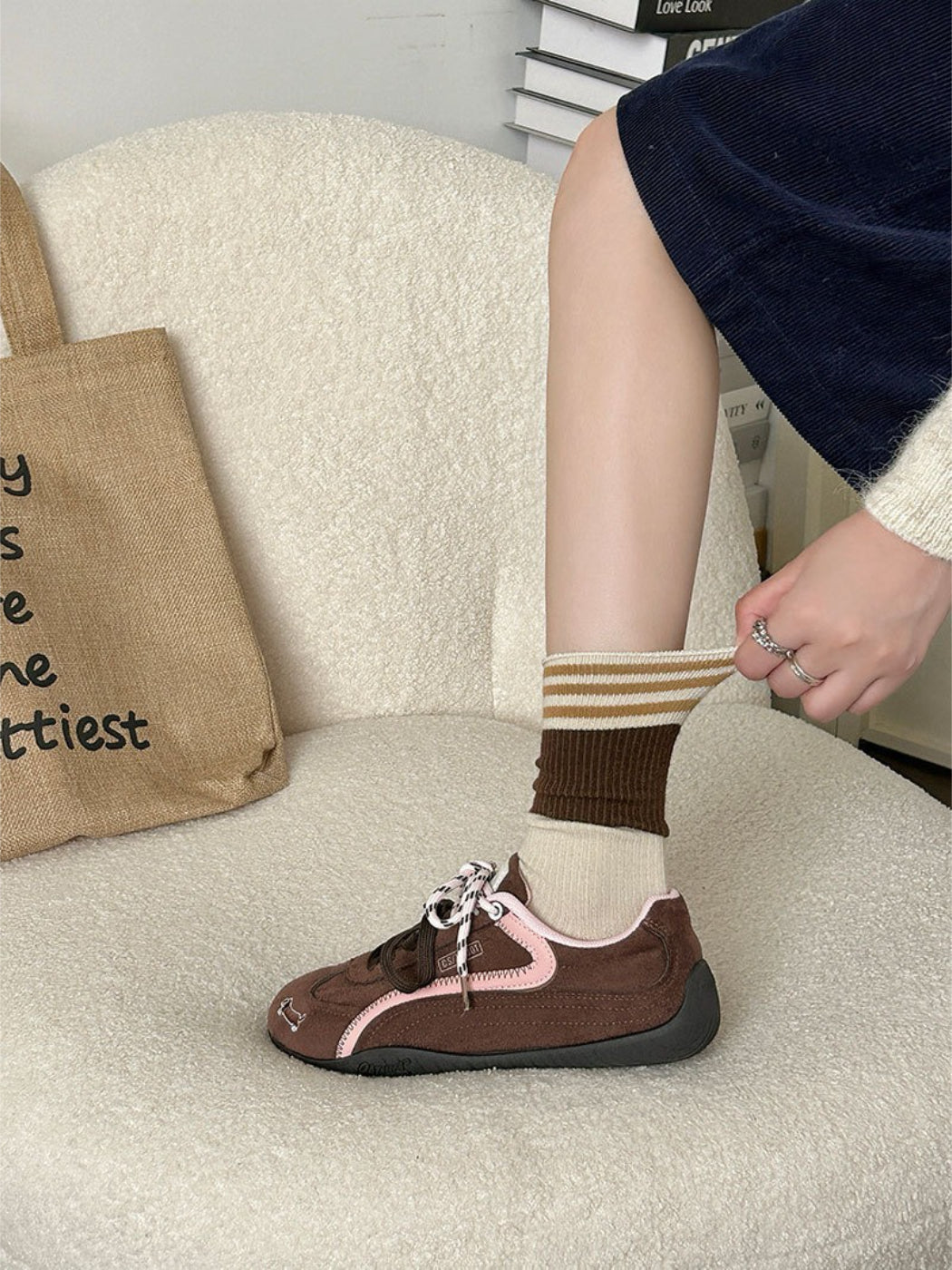 Rufia - Colorblock Stripe Knit Crew Socks