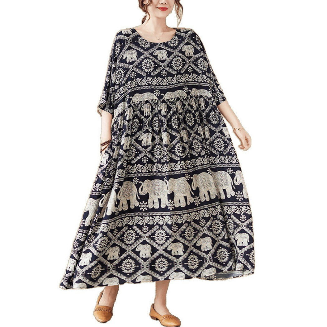 Troposa - Plus Size Boho Dress with Pockets