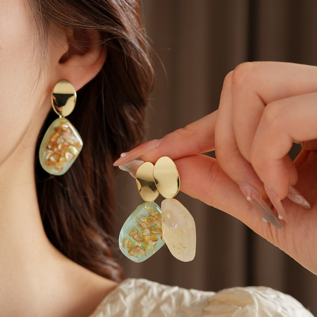 Earwish - Vintage French Style Resin Oval Earrings