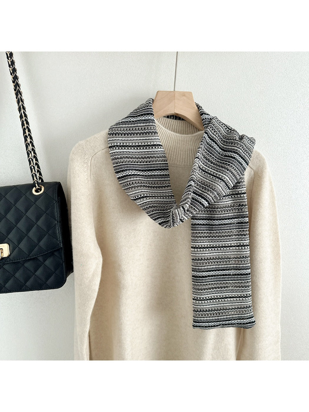 Scarvii - Winter Couple's Openwork Striped Scarf