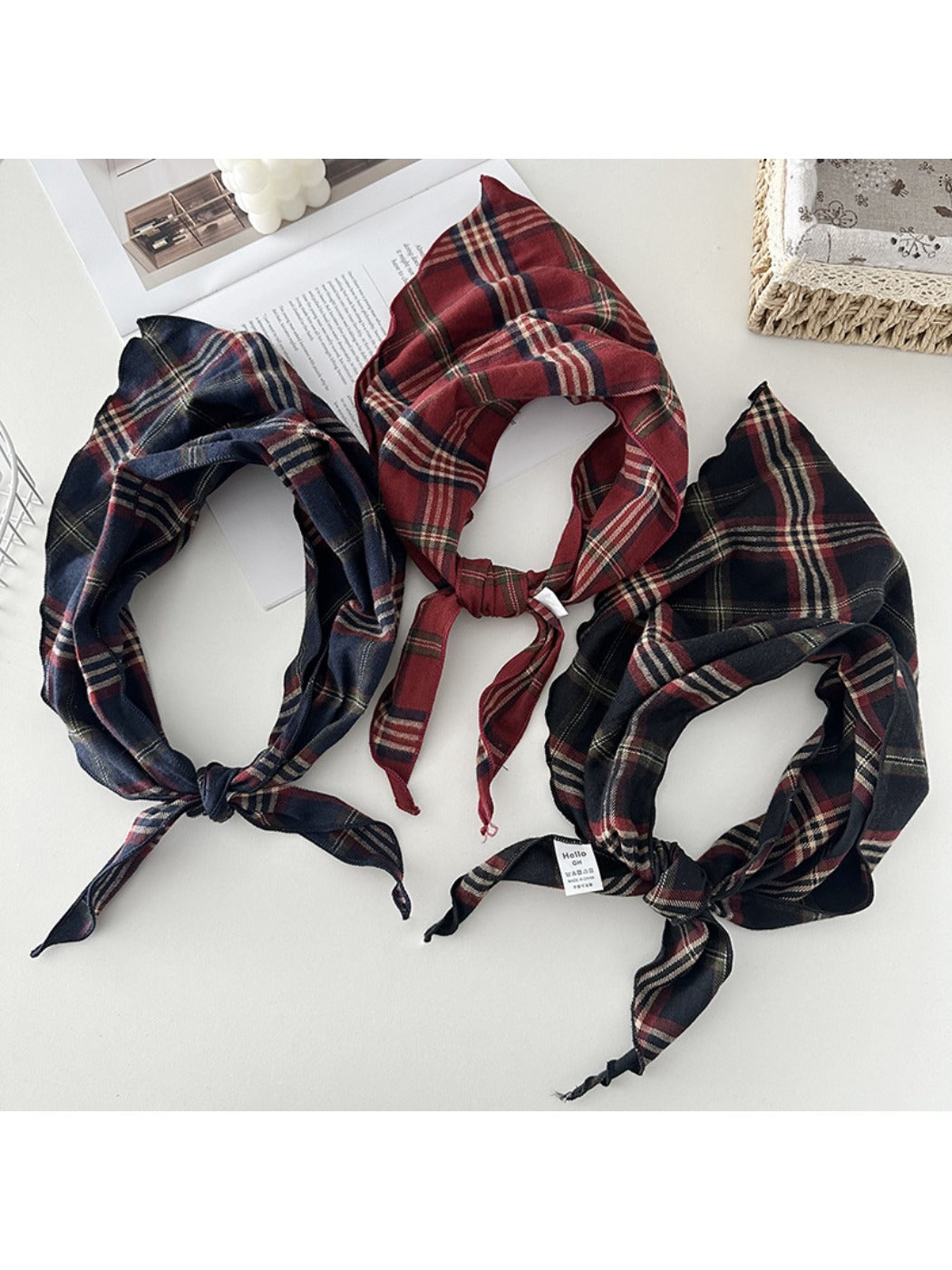 Scarvii - Vintage Plaid Triangle Scarf