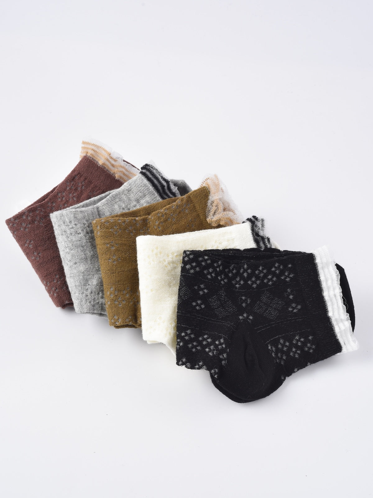 Rufia - Lace Trim Mesh Ankle Socks