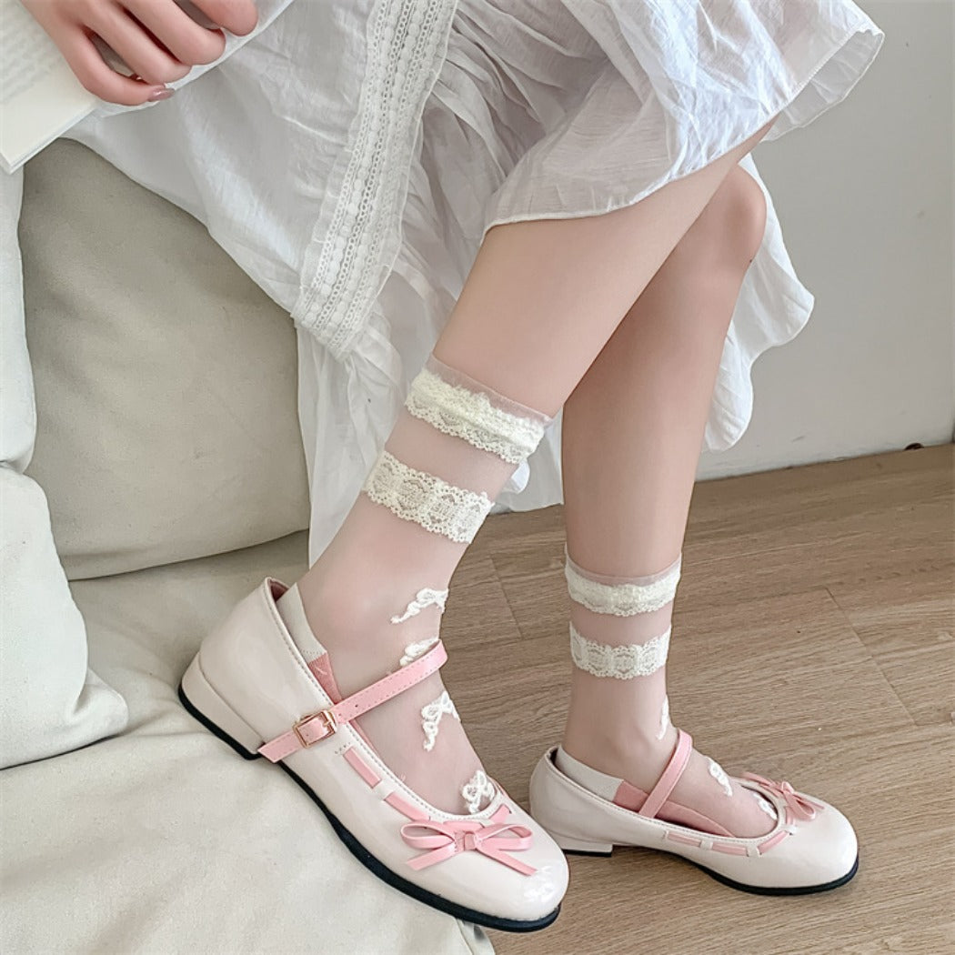 Rufia - Summer Floral Pattern Sheer Socks