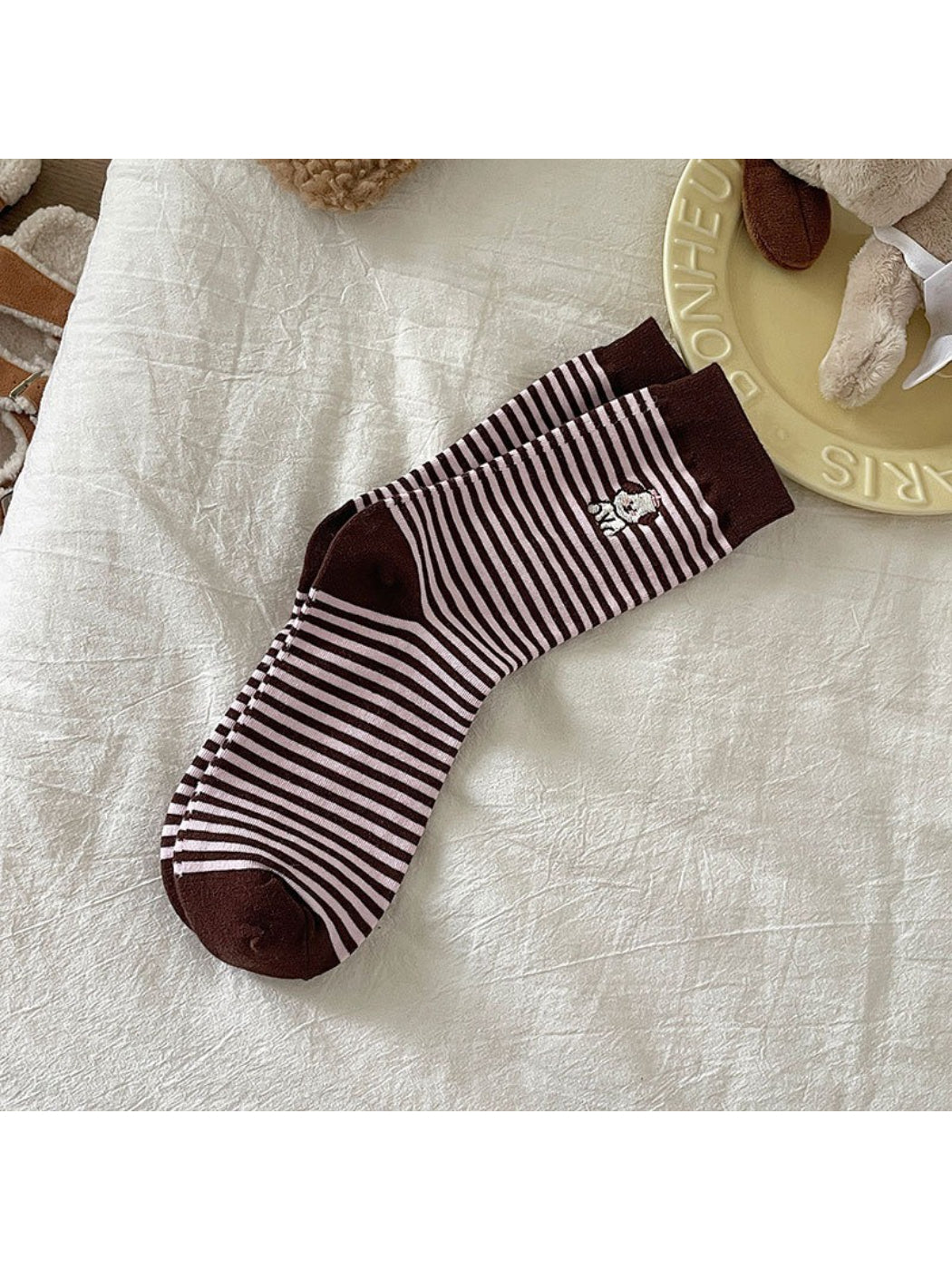 Rufia - Puppy Striped Crew Socks