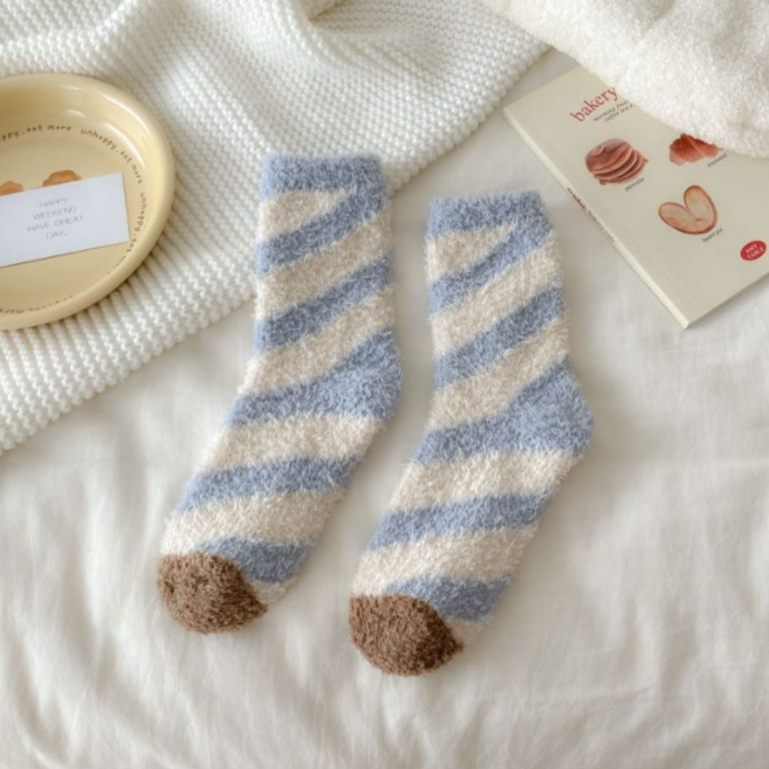Rufia - Ice Cream Color Coral Fleece Warm Socks