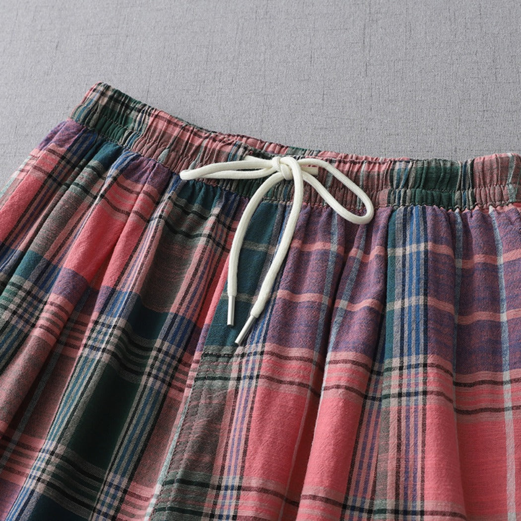 Shea - Colorful Summer Checkered Relaxed Pants