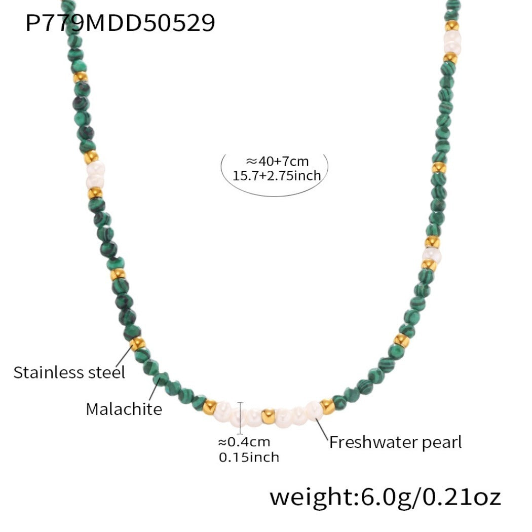Bauai - Forest Green Minimalist Bead Necklace - Elegant & Delicate