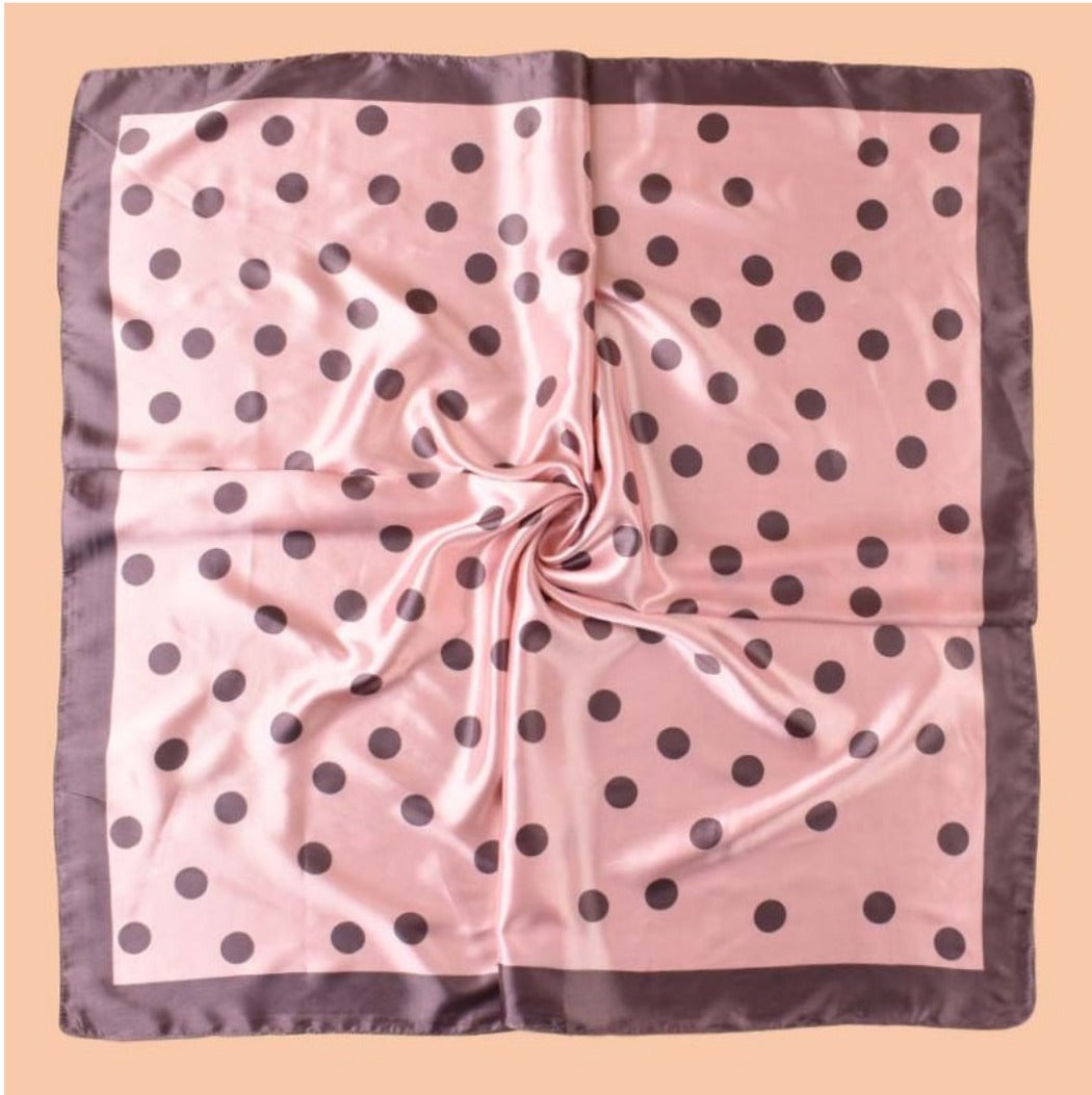 Scarvii - Vintage Polka Dot Silky Square Scarf