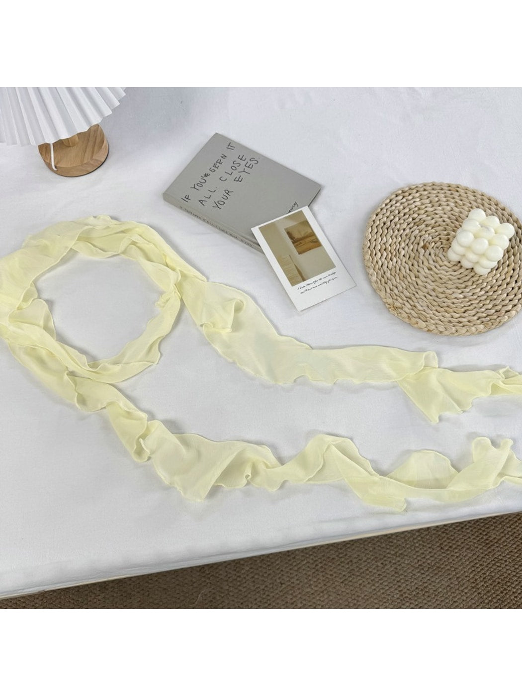 Scarvii - Slim Ruffle Edge Decorative Long Scarf
