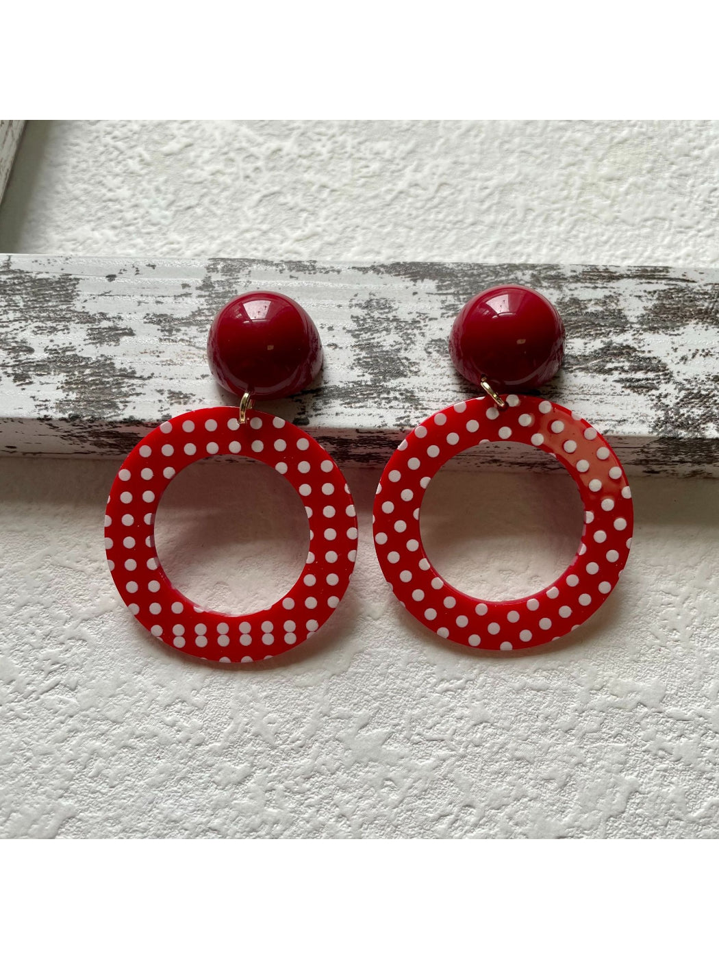 Earwish - Red Polka Dot Statement Earrings