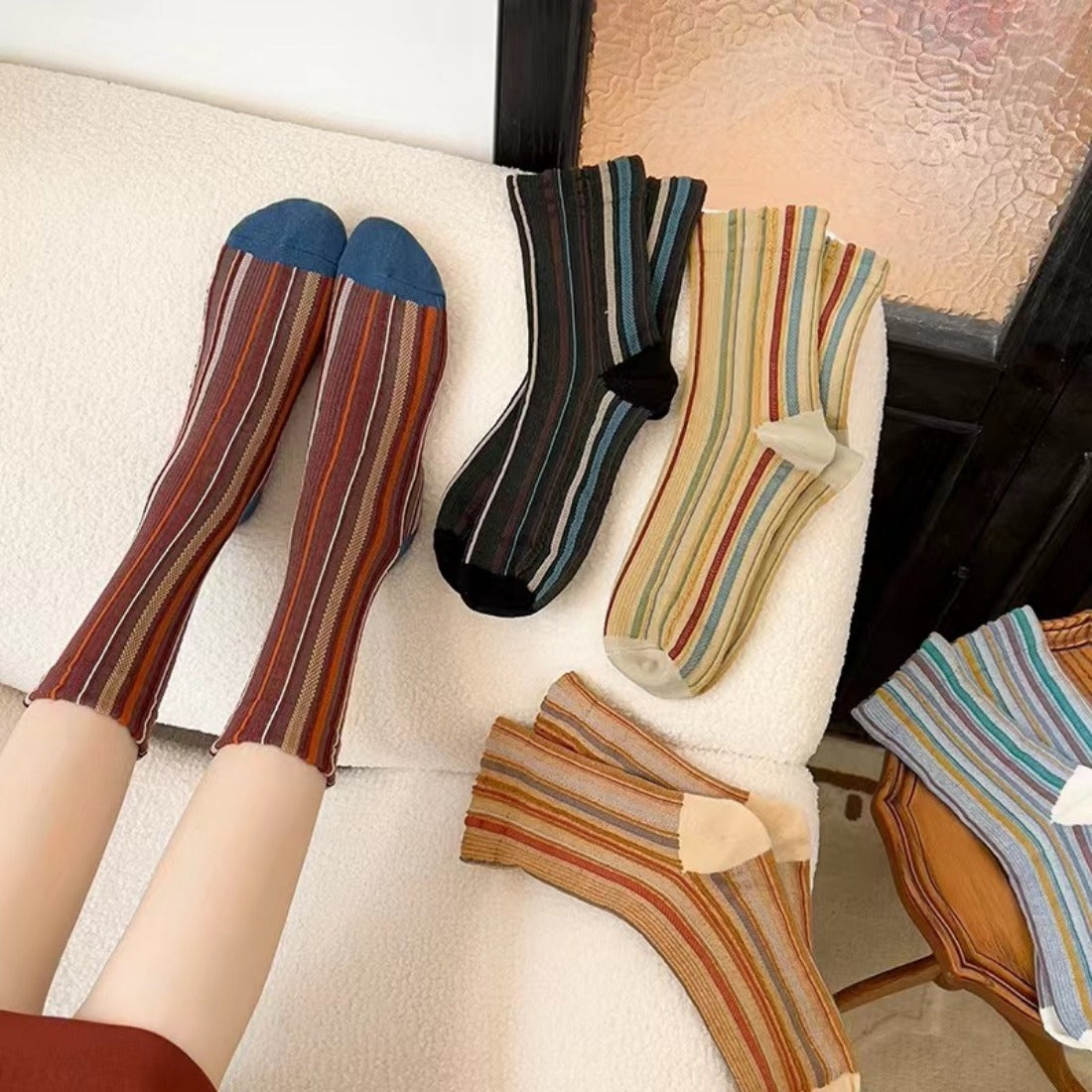 Rufia - Bohemian Colorblock Striped Socks