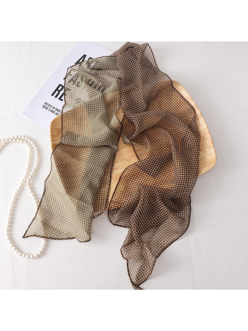 Scarvii - Plaid Printed Long Narrow Scarf