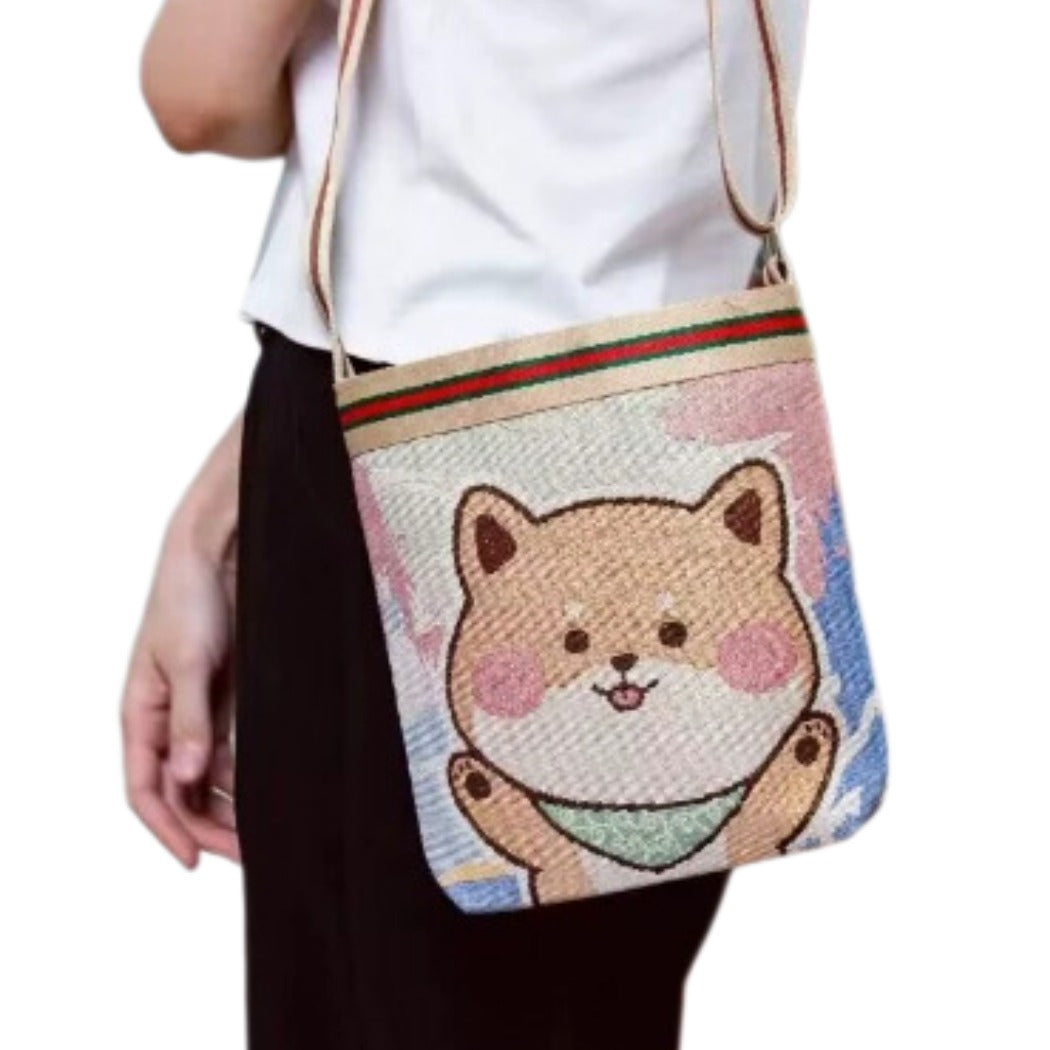Cosbai - Cute Cartoon Crossbody Bag With Zipper