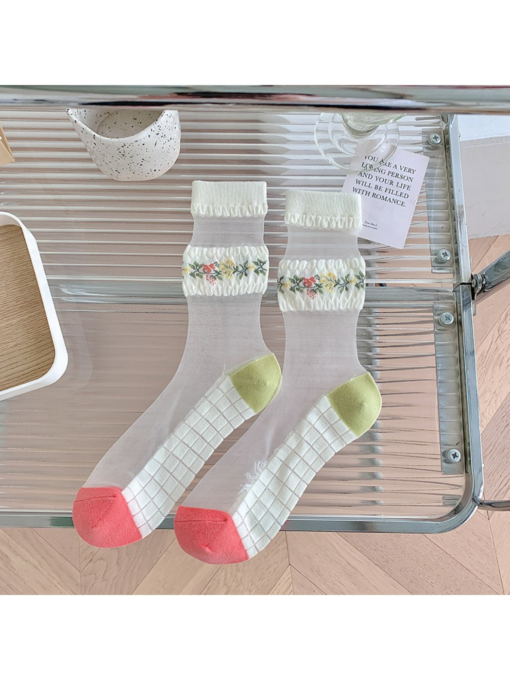 Rufia - Sheer Floral Ruffle Crew Socks product image 5