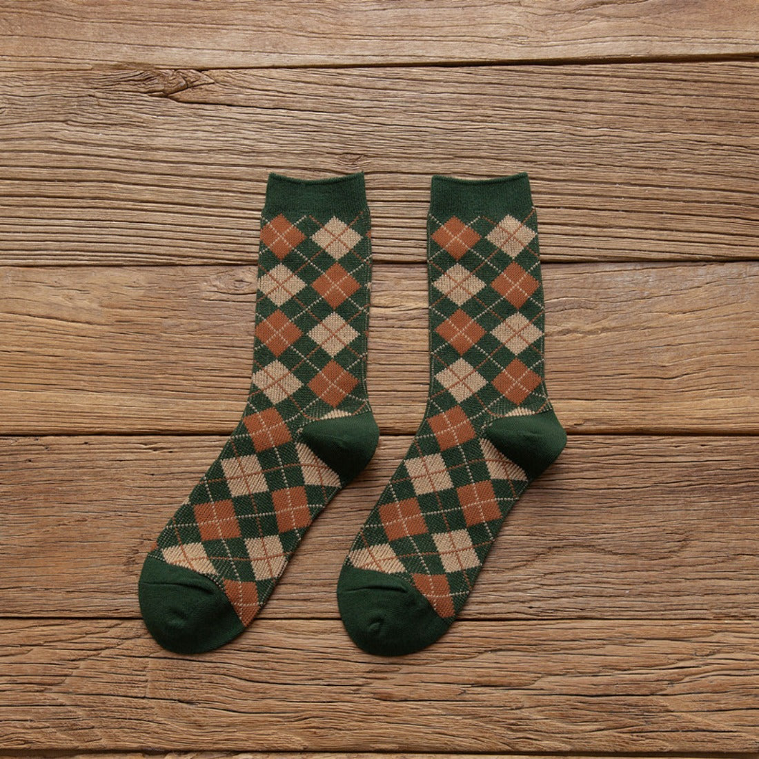 Rufia - Argyle Pattern Mid-Calf Socks