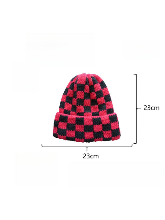 Haila - Winter Checkered Knitted Beanie