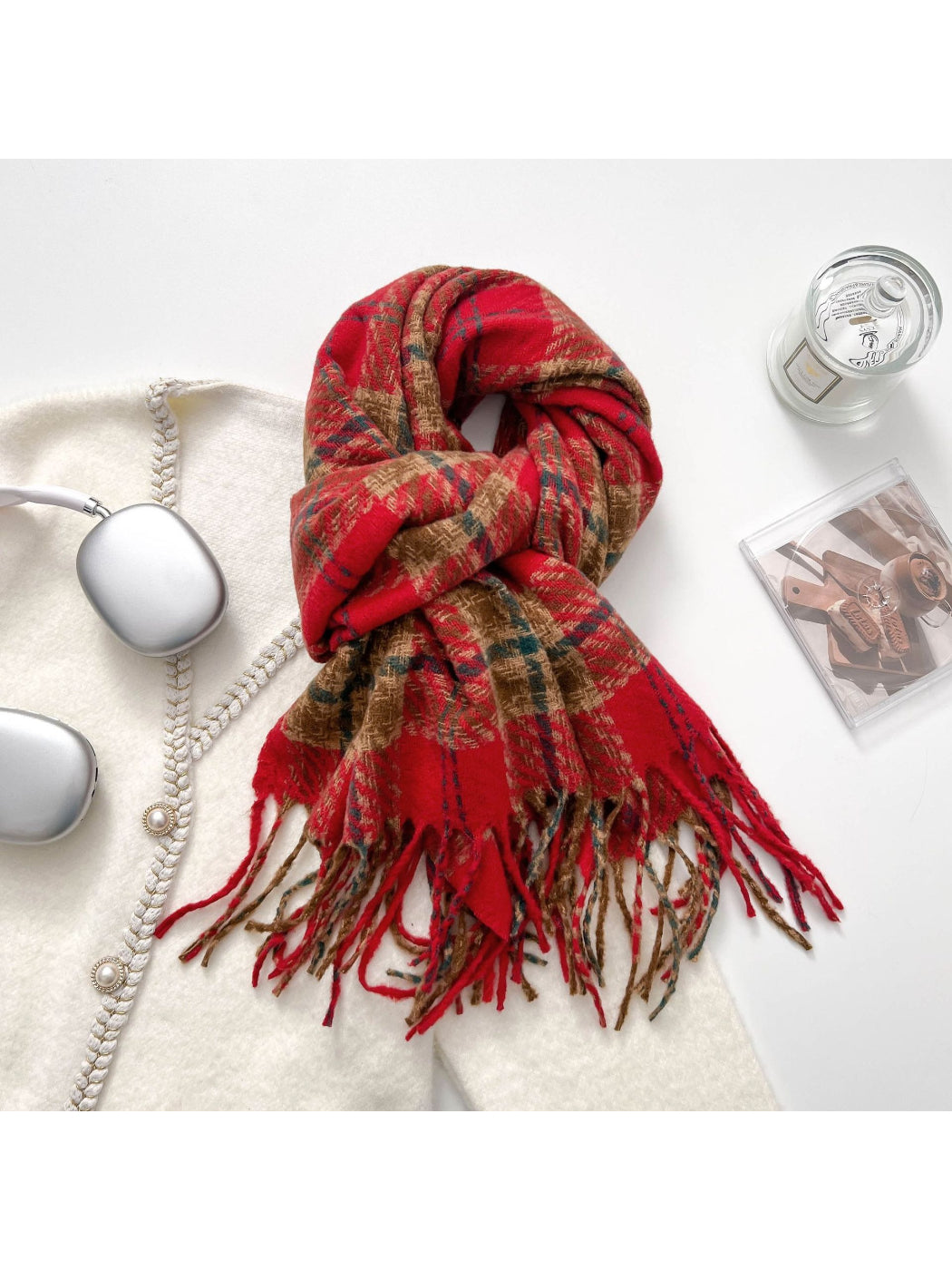 Scarvii - Classic Plaid Fringe Warm Scarf