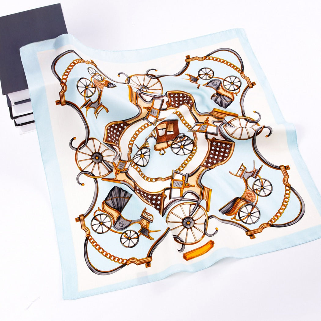 Scarvii - Pumpkin Carriage Print Square Scarf - Vintage & Playful
