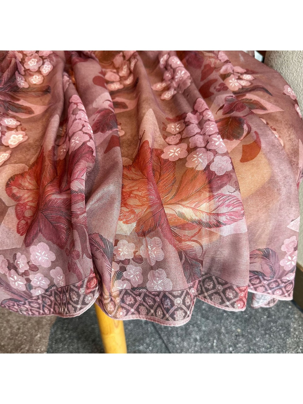 Scarvii - Warm Mauve Floral Print Square Scarf