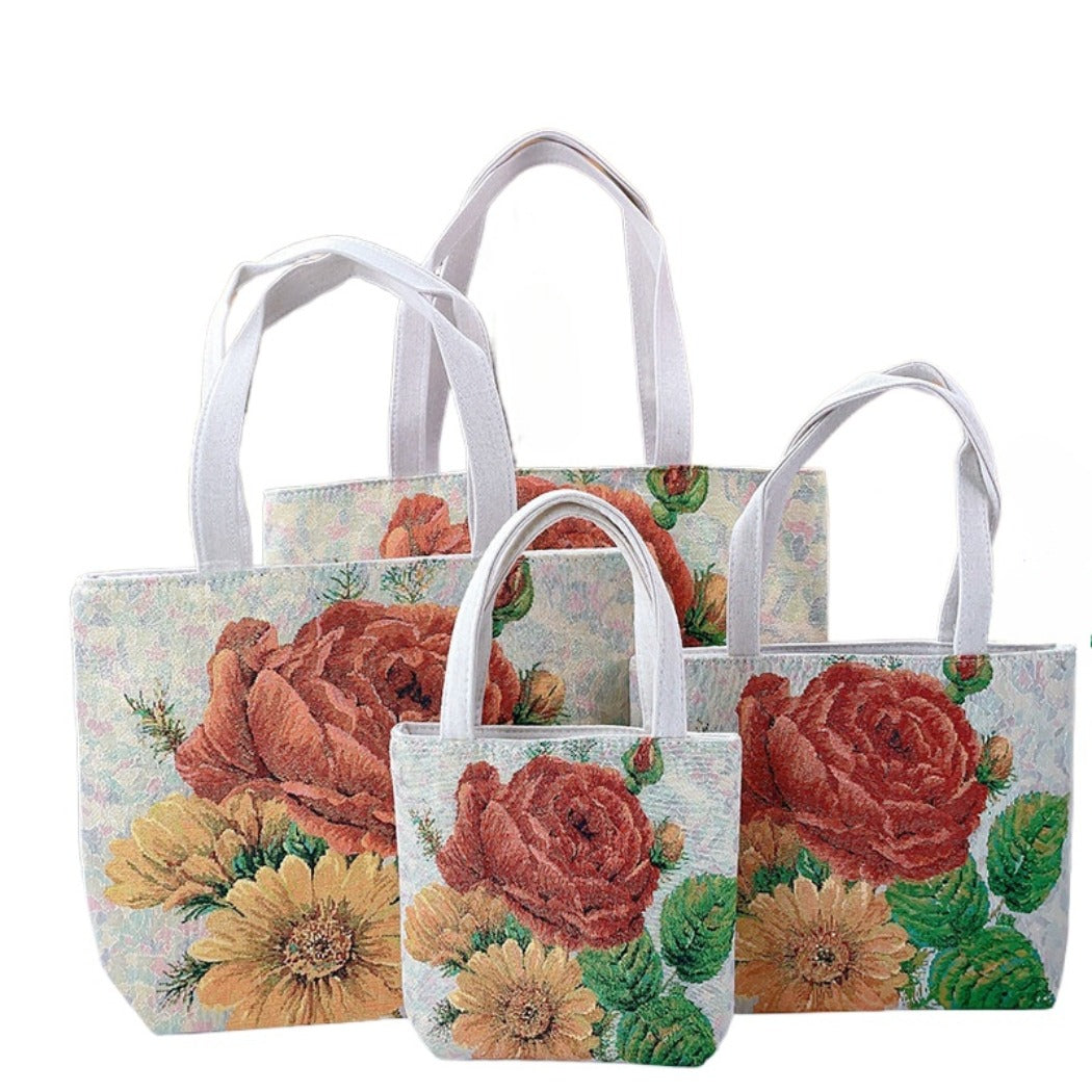 Cosbai - Red Peony Flowers Tote Bag - Charming & Durable