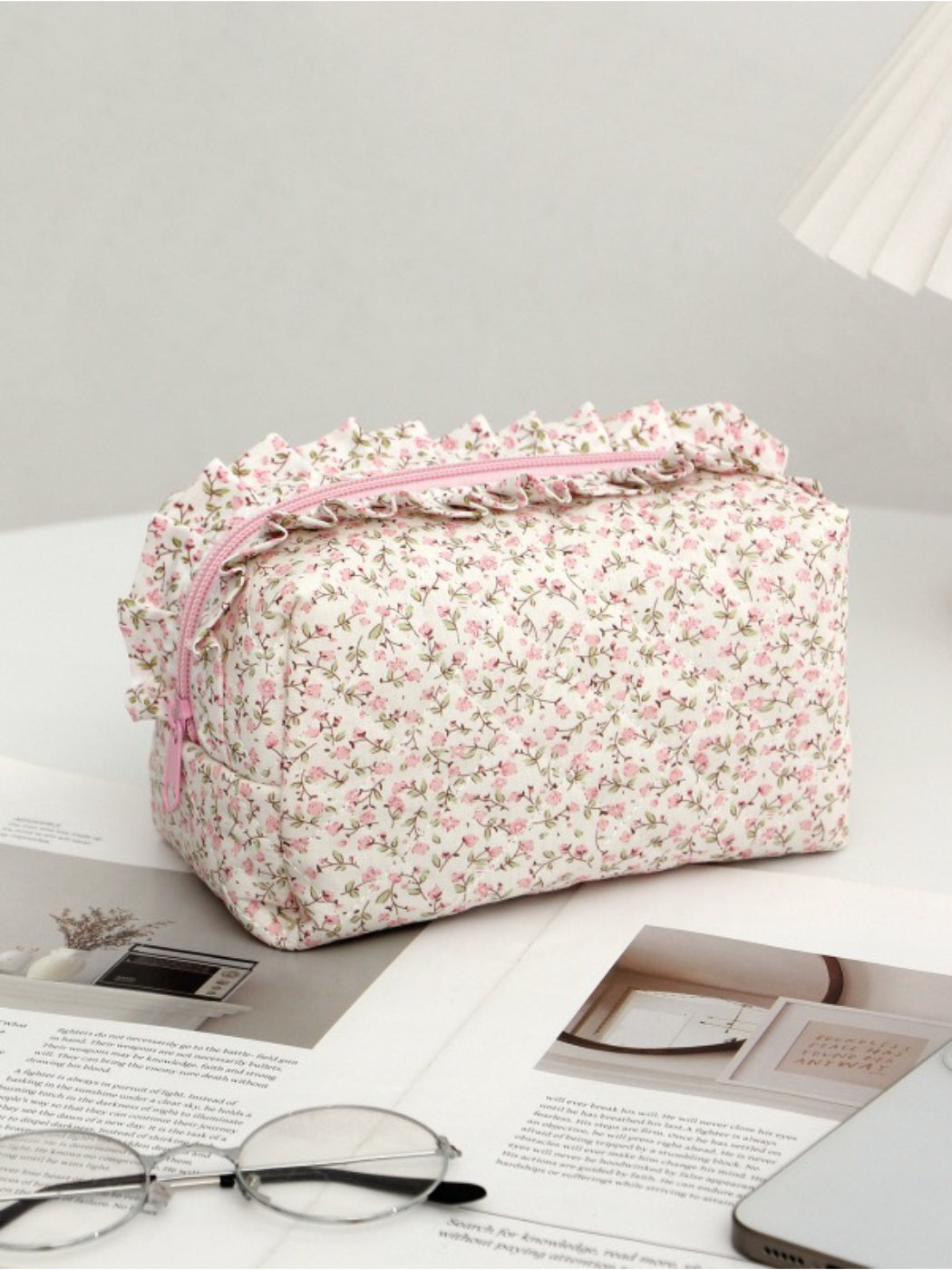 Rufia - Floral Ruffle Cosmetic Zipper Pouch detail view 4