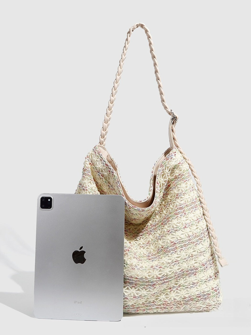 Cosbai - Rainbow Woven Single-shoulder Bag with Large Capacity