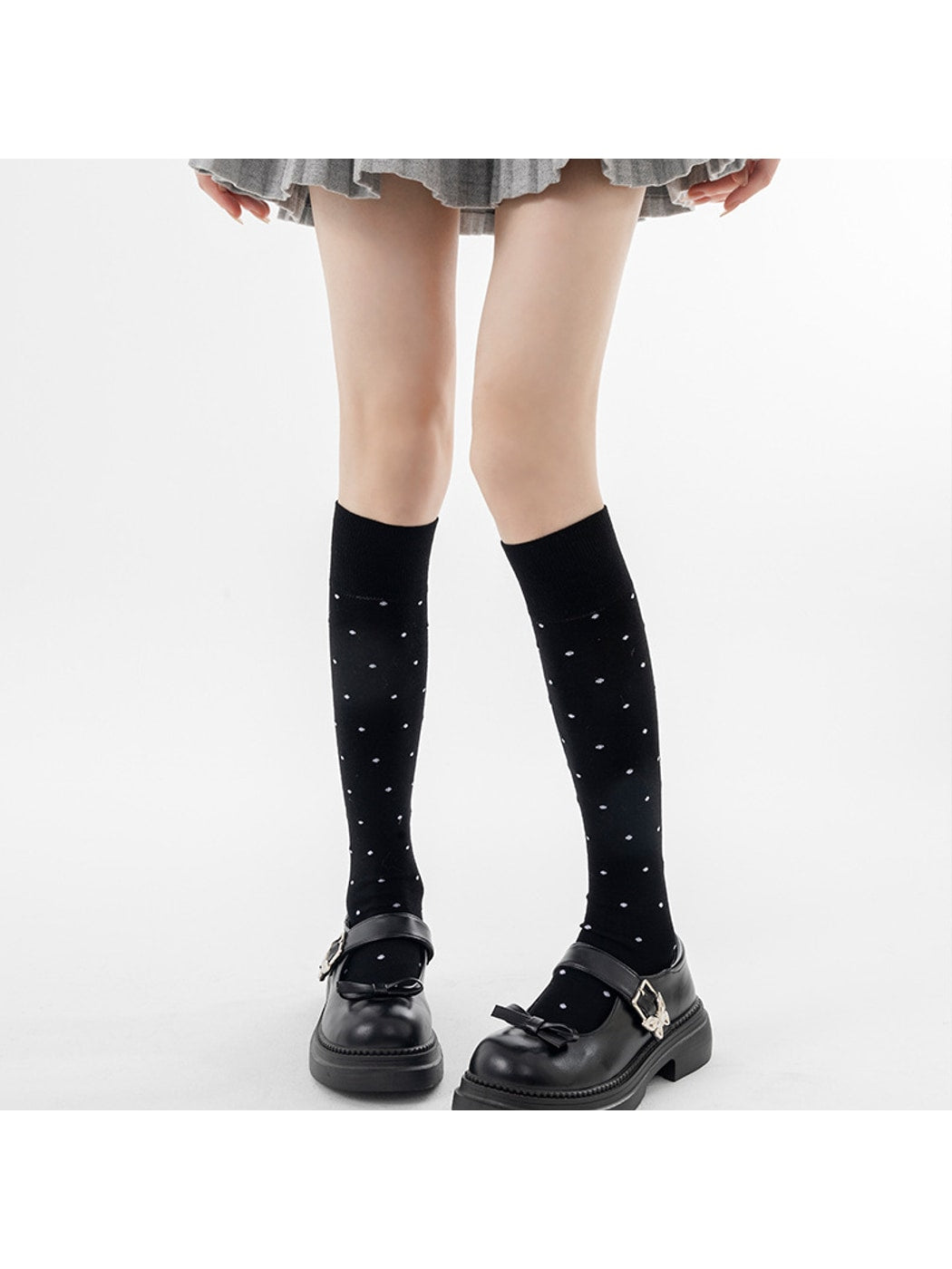 Rufia - Dotted Simple Style Knee-high Socks