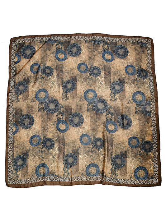 Scarvii - Retro Distressed Circle Print Square Scarf