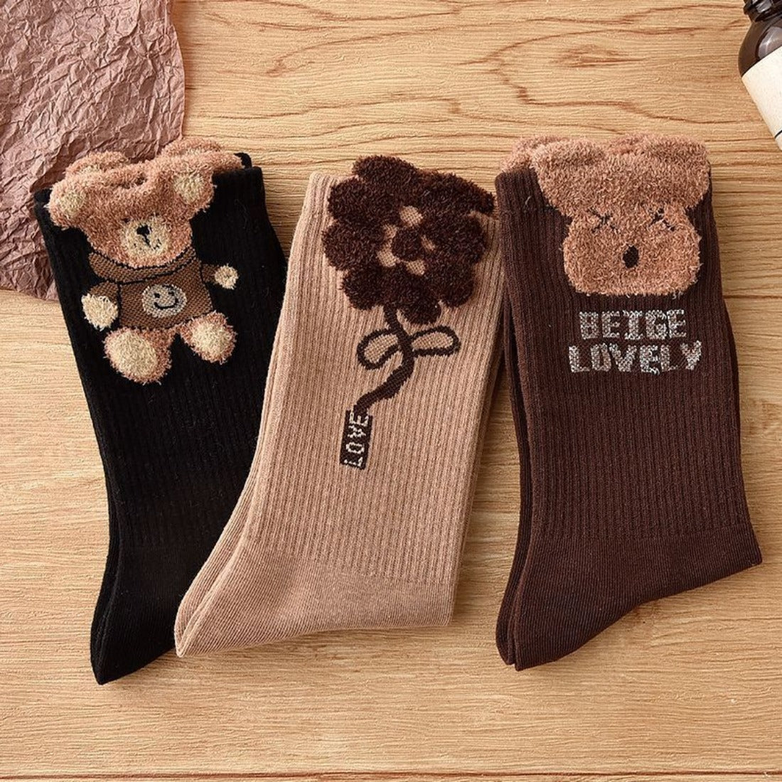 Rufia - Bear Print Winter Socks