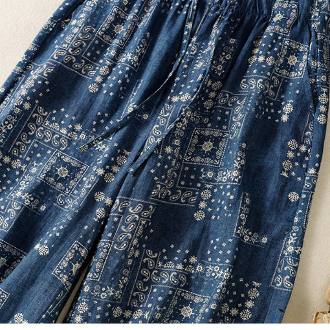Shea - Boho Print Wide-Leg Pants - Flowy &Soft