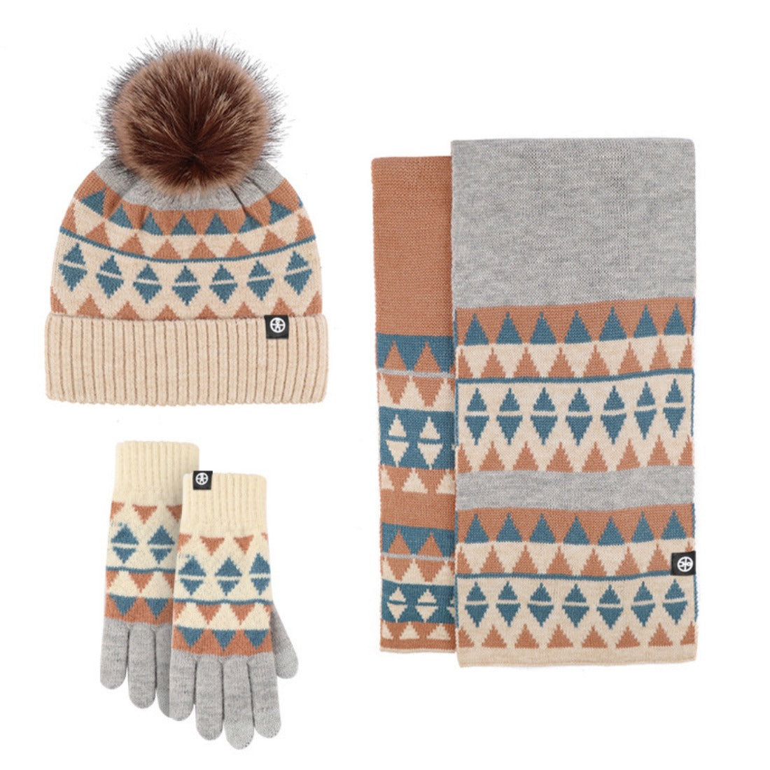 Valentine's Day 3-Piece Set: Knitted Hat, Scarf, and Gloves