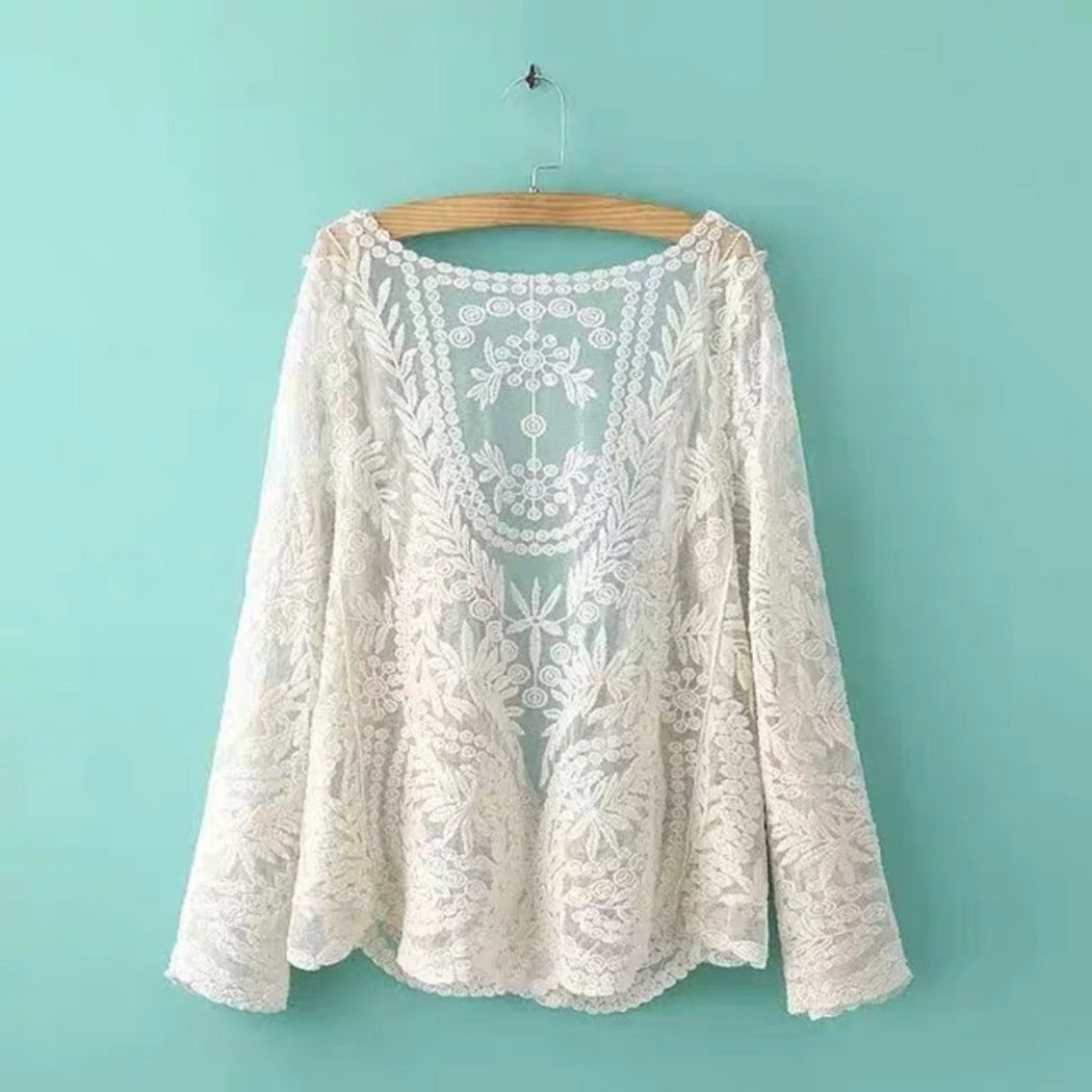 Crosa - Lace Beach Cover-Up – Sheer Swimwear Wrap & Summer Cardigan