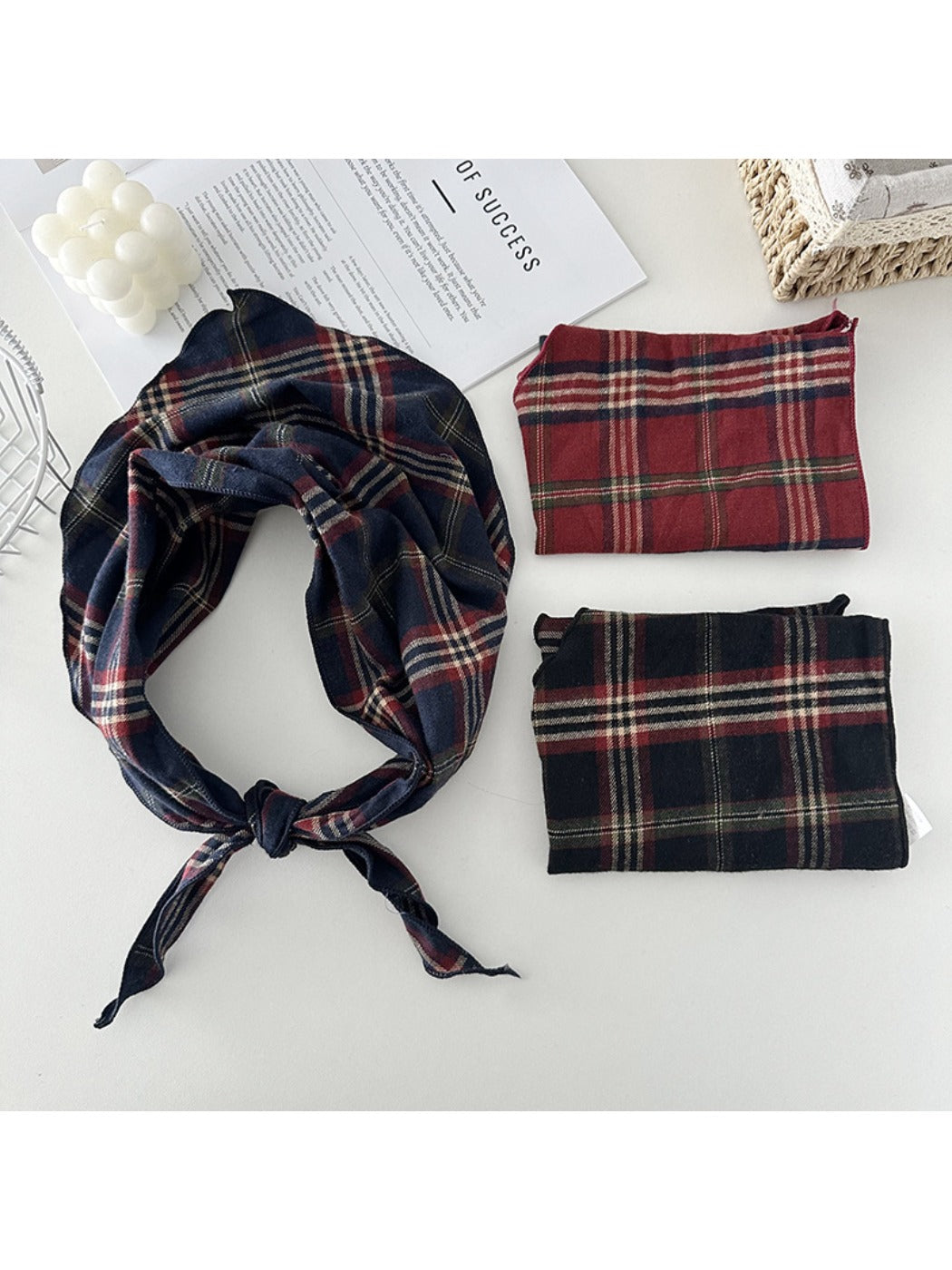 Scarvii - Vintage Plaid Triangle Scarf