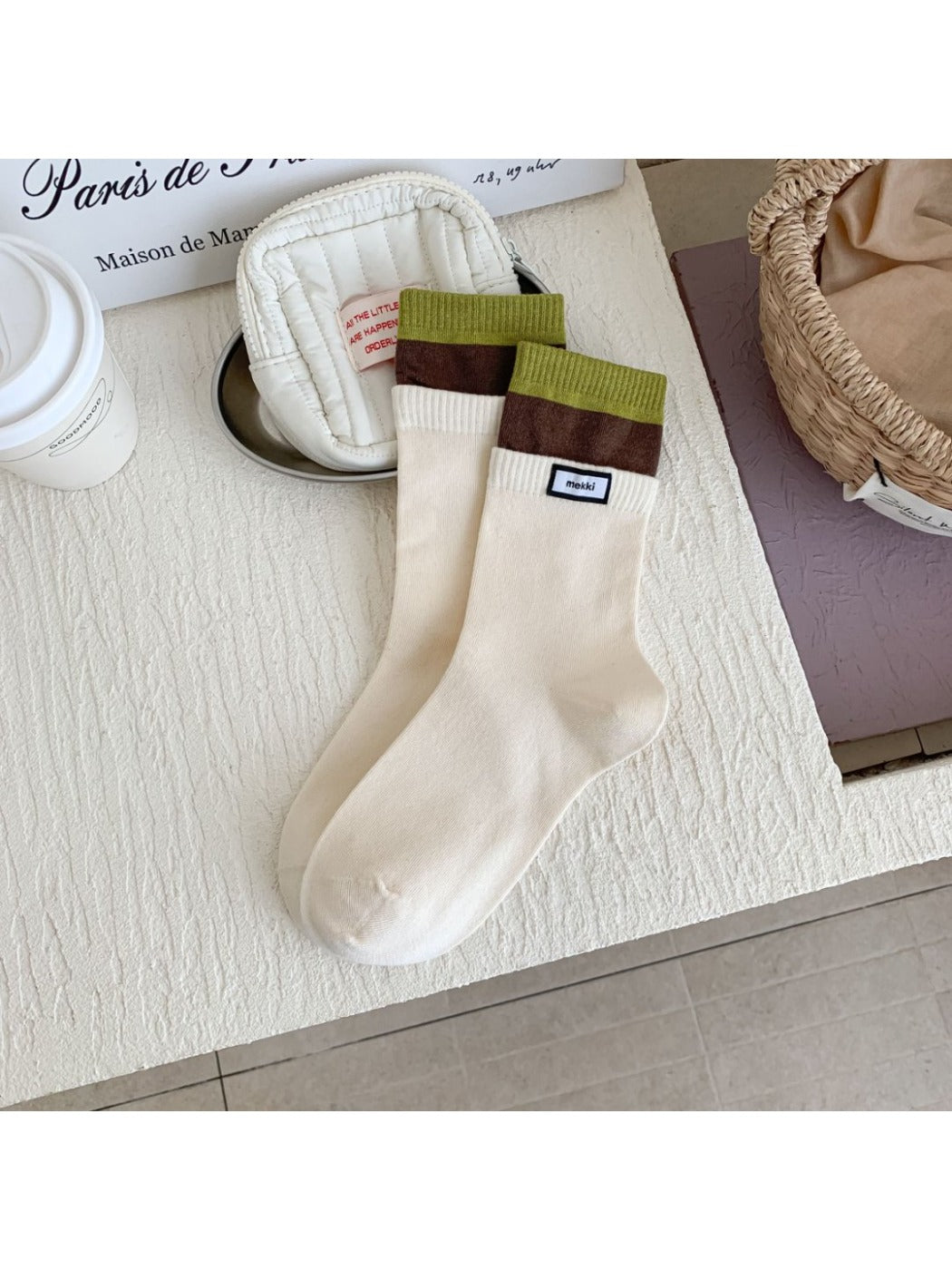 Rufia - Retro Color-Block Mid-Calf Socks