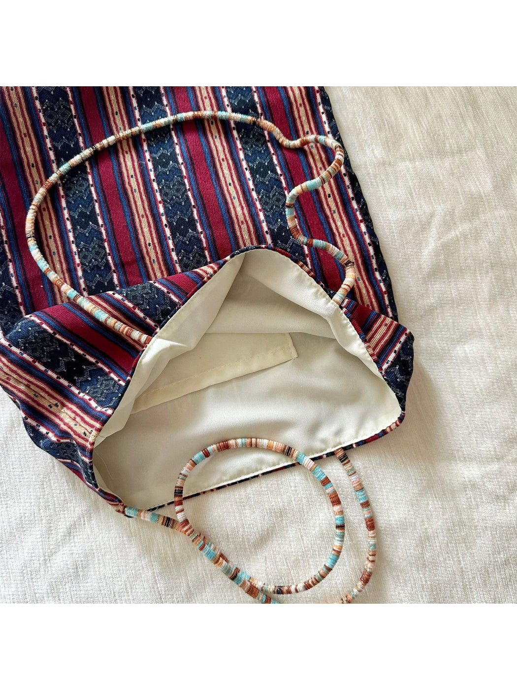 Cosbai - Stripe Pattern Soft Shoulder Bag
