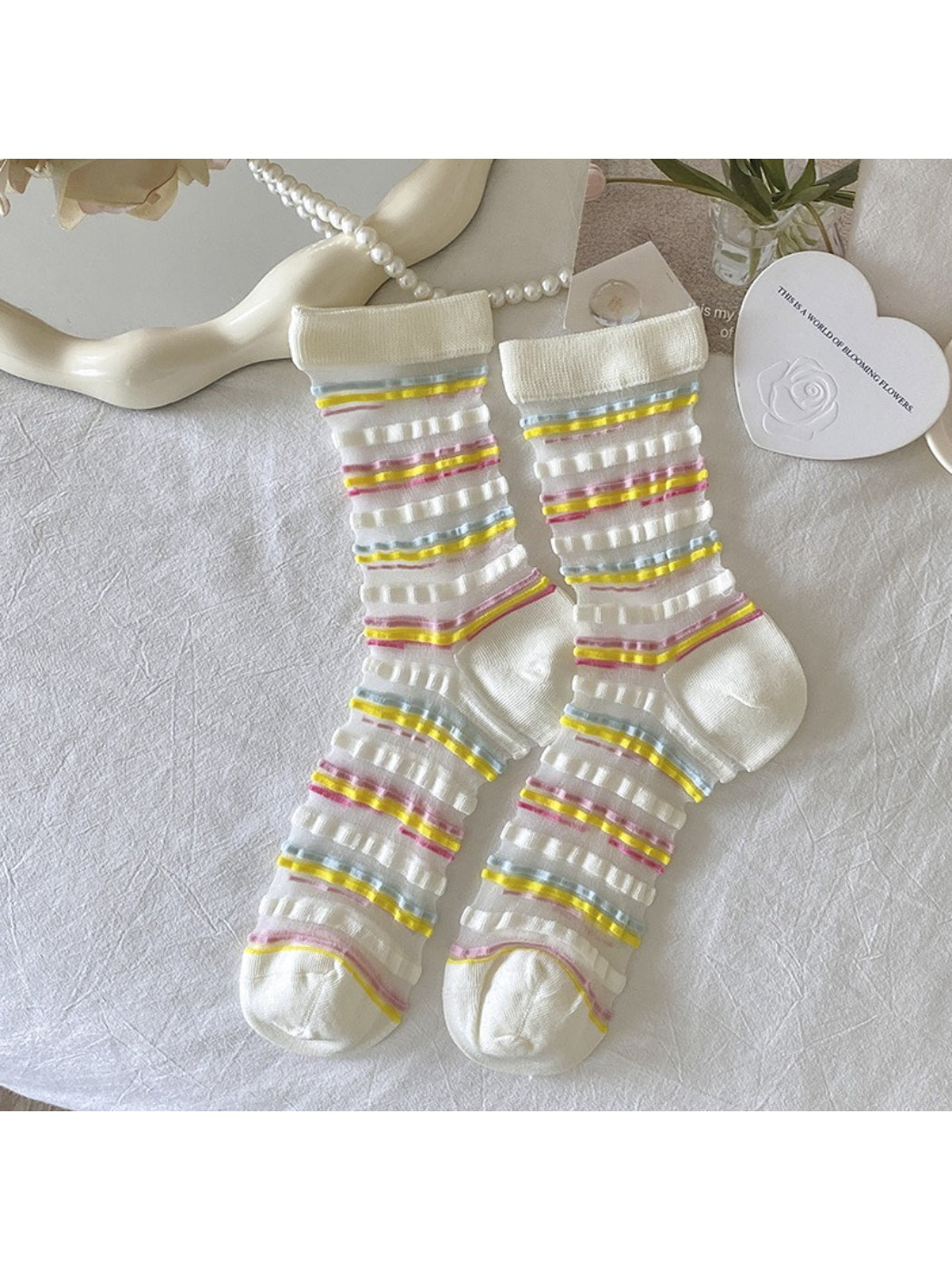 Rufia - Pastel Candy Dot and Stripe Crew Socks
